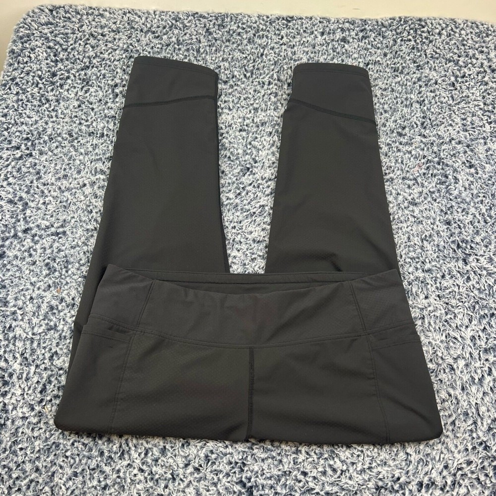Athleta Sleek Pants Womens Large Ankle Cropped Black Stretch Pull On Athleisure